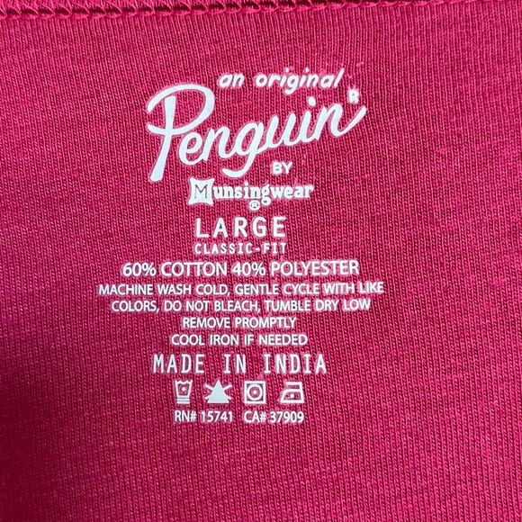 Original Penguin Pink Red 1/4 Button T-shirt Cotton Size Large - Picture 4 of 4